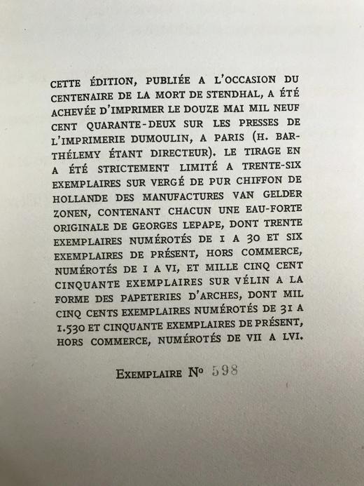【法语】限量1530册！1942年 司汤达《卡斯特罗修道院》 乔治·莱帕装饰派艺术彩色插图 平装18开带书匣 商品图5