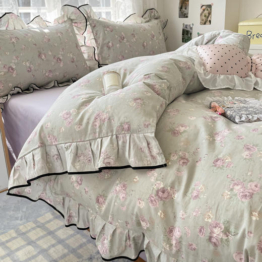 【清仓110元起】韩版公主风加厚全棉花边四件套【不支持退换货】 商品图1