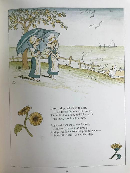 约19世纪后期 凯特·格林纳威《窗下：童画与童谣集》 数十幅精美彩色插图 精装18开 商品图12
