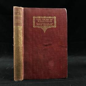1903年 戈德史密斯《威克菲尔德牧师》 休·汤姆森约百幅插图 漆布精装64开