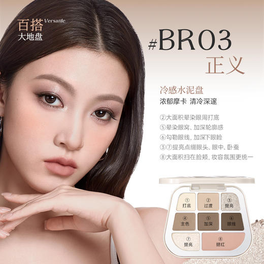 【新色上线】菲鹿儿缎光八色粉盘眼影高光腮红一体盘大地色哑光珠光细闪粉亮片初学者 商品图3