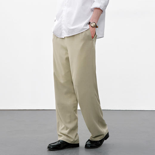 714street抗皱竹纤维亚麻混纺长裤2026春夏宽松莫兰迪色休闲裤男 商品图0