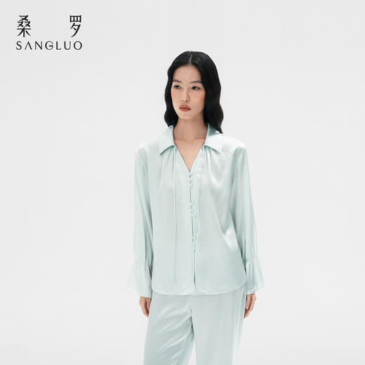 清冷氛围』桑罗荷叶边睡衣套装桑蚕丝女气质家居服可外穿  商品图2