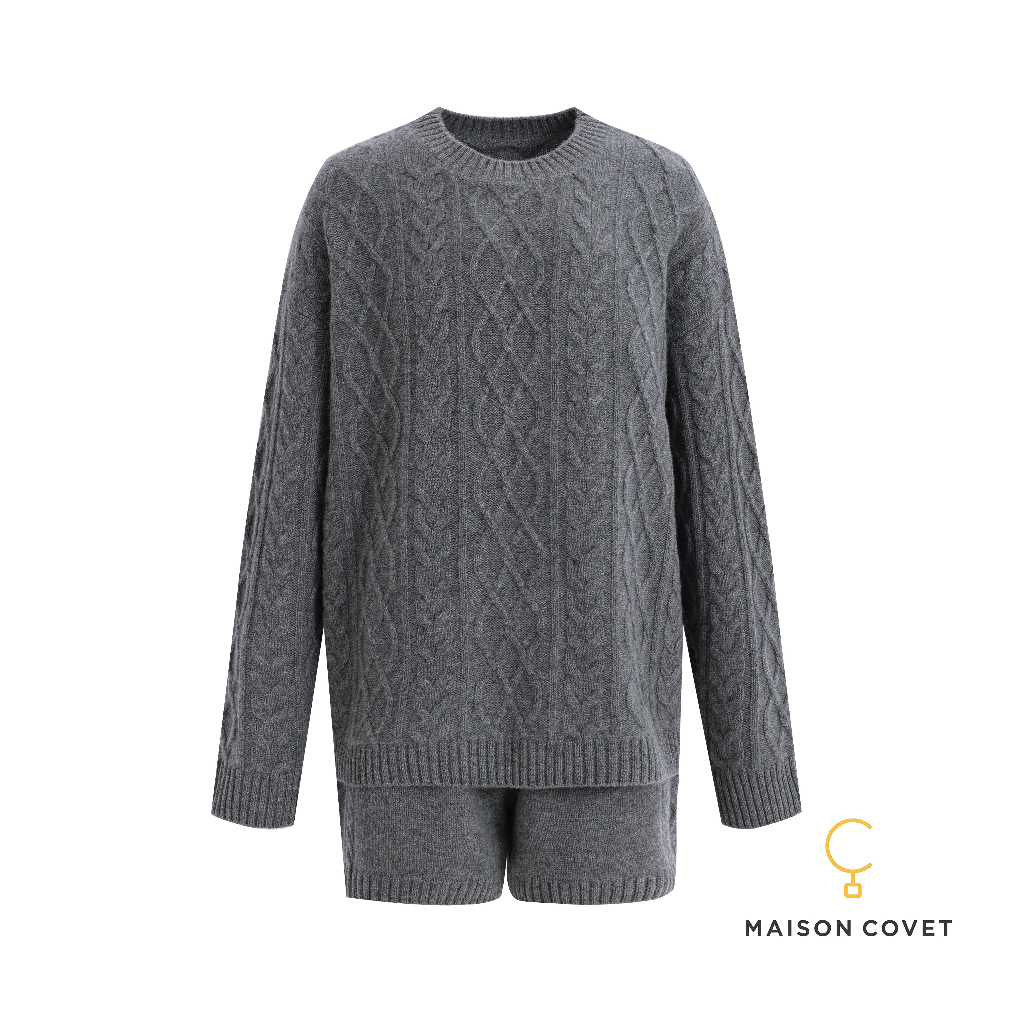 MAISON COVET 纯山羊绒圆领上衣/中裤套装