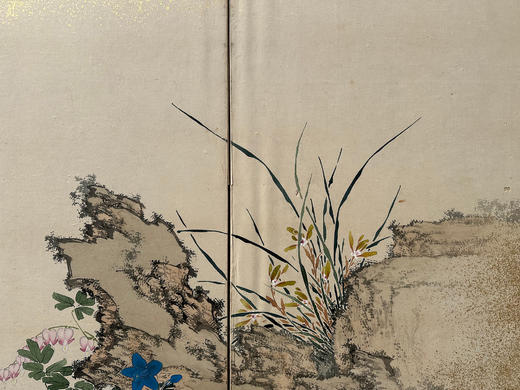 独角鹿西洋古董20世纪日本昭和时代艺术家签名出品「锦绣芳华」主题纸本设色六曲屏风 商品图5