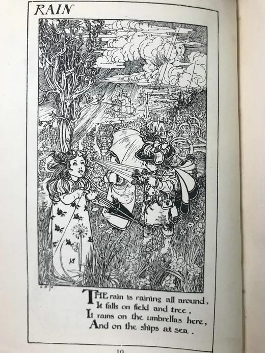 1913年 史蒂文森《童诗花园》 查尔斯·罗宾森百余幅插图 漆布精装36开 商品图9