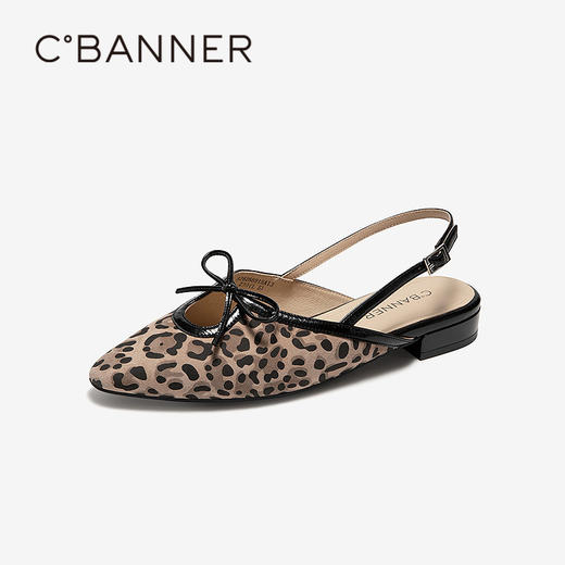 千百度低跟轻奢羊皮时装凉鞋女2026夏季新款平底包头绝美后空凉鞋A26266915 商品图1