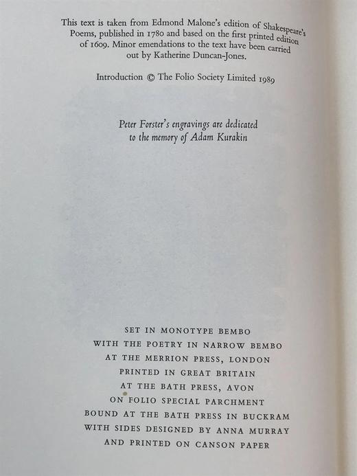 《莎士比亚十四行诗与恋人的怨诉》 配插图 弗里欧书社函装本 商品图3