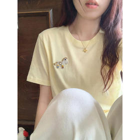 <曾小咸推荐>韩系小马刺绣带披肩短袖t恤