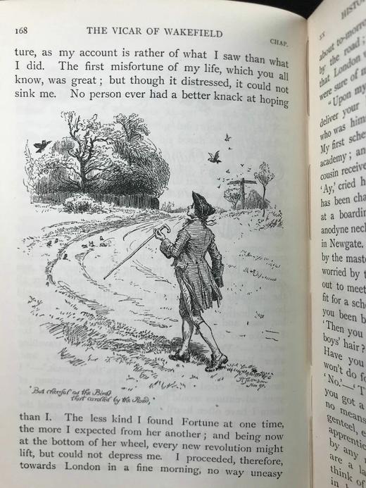 1903年 戈德史密斯《威克菲尔德牧师》 休·汤姆森约百幅插图 漆布精装64开 商品图13