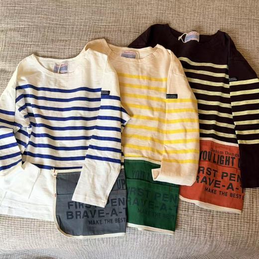 【小大人舒适圈】2026秋季新款日系儿童条纹竹节棉质针织企鹅贴布口袋长袖T恤 商品图3