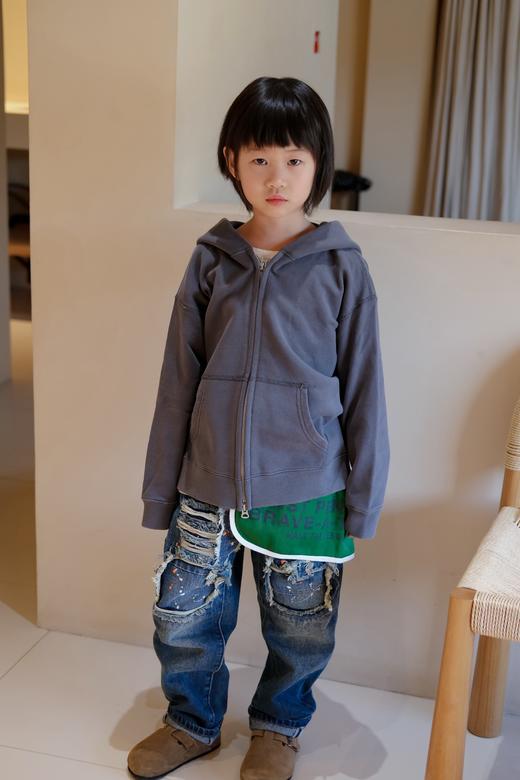 2026春秋DD同款！日系小众儿童复古水洗做旧印花企鹅连帽卫衣外套！ 商品图4