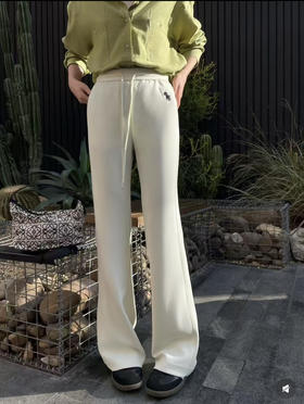 小拉夫重磅刺绣小马抽绳，松紧腰微喇叭女神裤