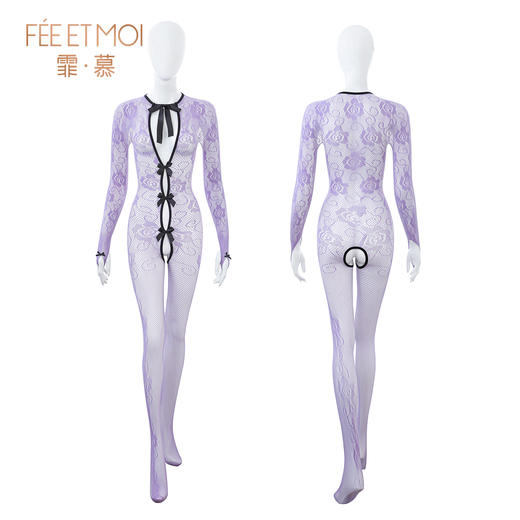 霏慕 蝶栖花影开裆连身网袜ZY186 商品图5