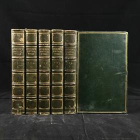 工坊特装本！1825年 斯宾塞诗集（全5卷） 1幅肖像插图 全真皮精装36开