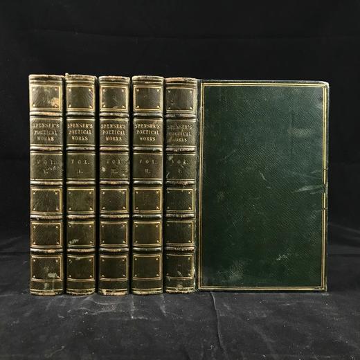 工坊特装本！1825年 斯宾塞诗集（全5卷） 1幅肖像插图 全真皮精装36开 商品图0