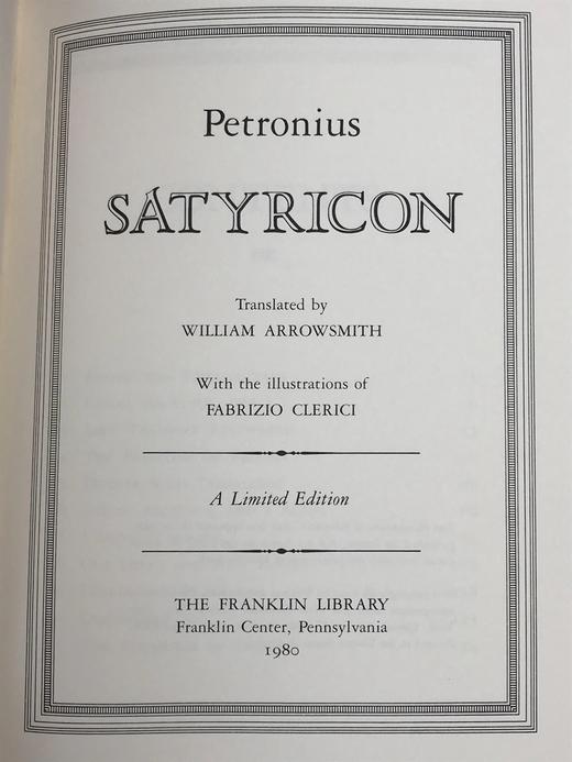 限量版！佩特罗尼乌斯《萨蒂利孔》 配插图 富兰克林图书馆豪华皮装本 商品图2