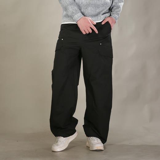 DRONKOO 2026 抽绳松紧腰两侧大袋盖膝盖捏褶中厚工装长裤 商品图1