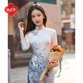 上海逸红颜霜影2026春装新品针织钉珠定位花新中式女装旗袍女