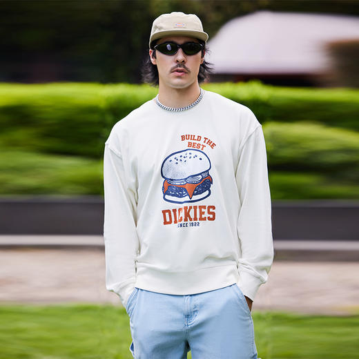Dickies汉堡图案植绒印花圆领宽松休闲毛圈卫衣 男女 美式卫衣 DK0A87EY 商品图2