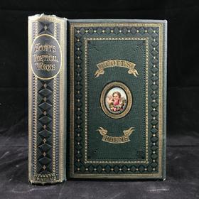 约19世纪后期 司各特诗集 配骑士群像版画插图 漆布精装64开
