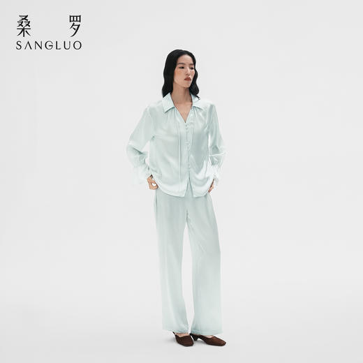 清冷氛围』桑罗荷叶边睡衣套装桑蚕丝女气质家居服可外穿  商品图0