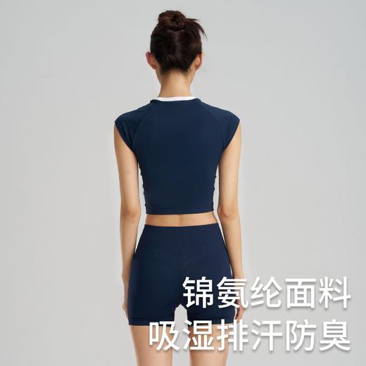 【路路精选】新款时尚跑步运动圆领纯色瑜伽服女修身美体运动透气排汗运动T恤 商品图3