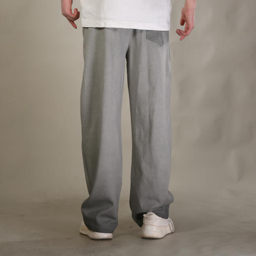 DRONKOO 2026 抽绳松紧前斜裁毛边喷色做旧中厚卫裤长裤 商品图4