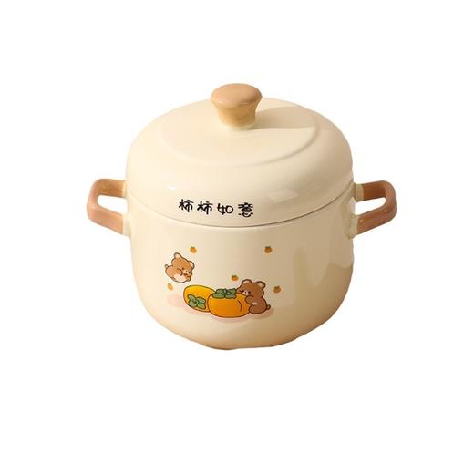 【陶瓷双耳带盖❗蒸蛋炖碗】双盖提手陶瓷炖盅隔水炖家用燕窝一人食品级煨汤瓦罐汤小炖罐。rg 商品图4