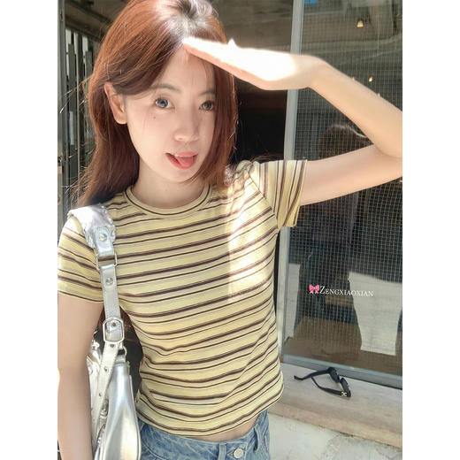 <曾小咸推荐>4.18现货秒杀 ！微信超特价！韩系条纹短袖t恤 日常109.99 立减50 秒杀59.99！！ 商品图0