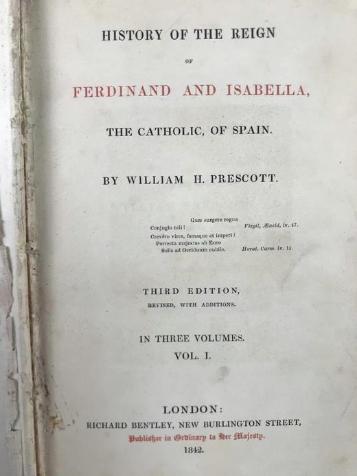 1842年 普雷斯科特《斐迪南与伊莎贝拉统治史》（全3卷） 配版画肖像插图 真皮精装18开 商品图5