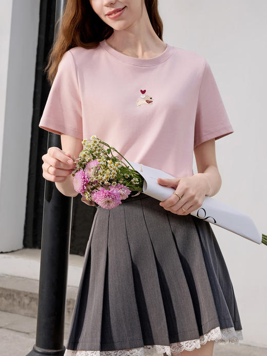 【百图lulu定制】【蕾丝少女半裙】【赠腰带】百褶裙 蕾丝边点缀 短裙 商品图4