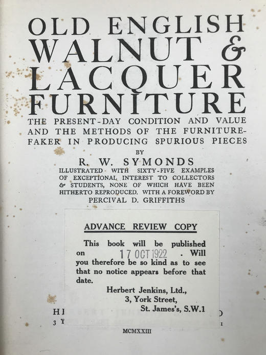 1923年 英国老胡桃木与漆器家具图集 40幅插图 漆布精装大16开 商品图3