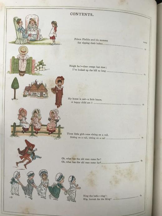 约19世纪后期 凯特·格林纳威《窗下：童画与童谣集》 数十幅精美彩色插图 精装18开 商品图4