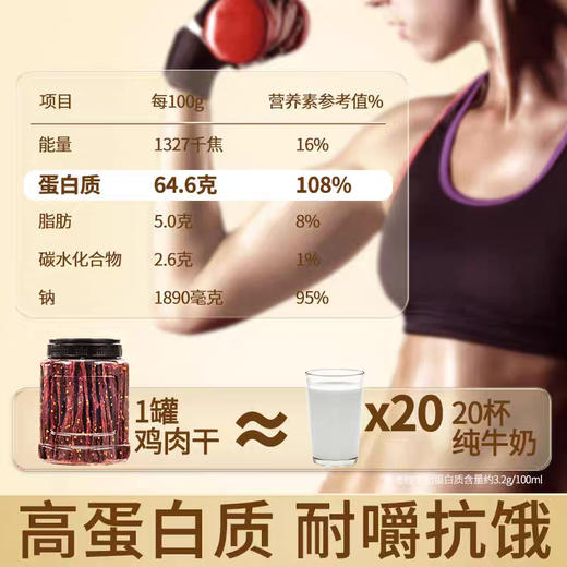 【软硬适中❗越嚼越香】鸡肉干风干鸡胸肉条高蛋白抗饿耐嚼卡脂健身解馋零食休闲食品。rg 商品图2