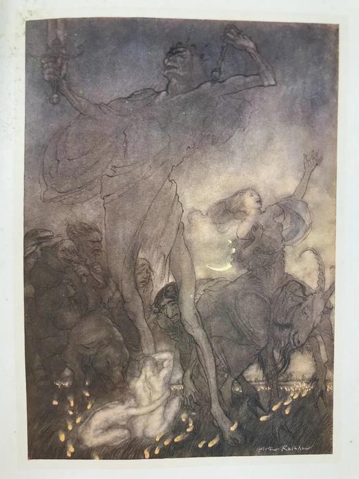 约1910~1920年代 协约国童话集 鬼才拉克姆12幅彩色与大量黑白文间插图 漆布精装大32开 商品图14