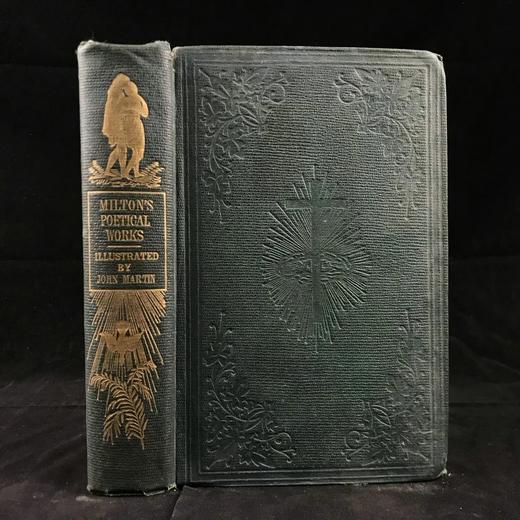 1862年 弥尔顿诗集 约翰马丁等名家7幅版画插图 漆布精装32开 商品图0