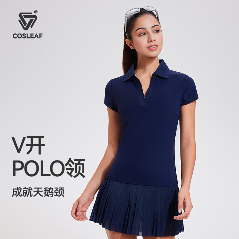 科里芙运动上衣女网球polo衫晨跑步透气健身短袖夏季羽毛球训练服