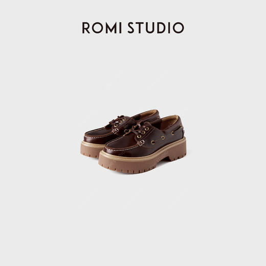 ROMI STUDIO"复古英伦"头层小牛皮蜡感擦色厚底皮鞋 RWCAP34877 商品图1