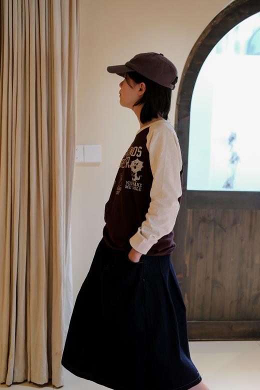 2026春原创女童亲子不褪色牛仔A字高腰百搭深蓝中长百褶半裙 商品图5