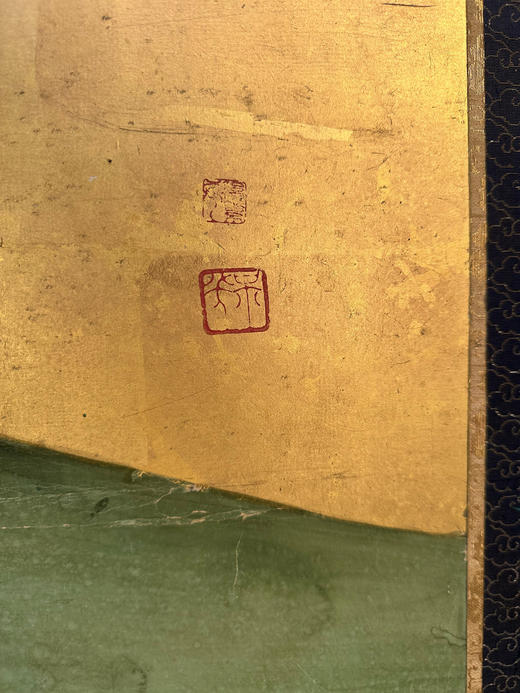 独角鹿西洋古董18世纪日本江户时代出品「金影藤辉」主题金地纸本设色六曲屏风 商品图12