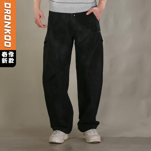 DRONKOO 2026 抽绳满幅刷漆印花两侧袋盖轻工装中厚工装长裤 商品图0