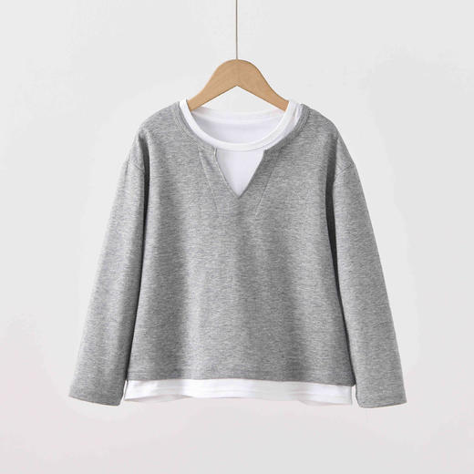 Rarmoell拉慕儿26年春款新品撞色假两件长袖T恤上衣休闲百搭儿童款时尚套头衫 商品图7