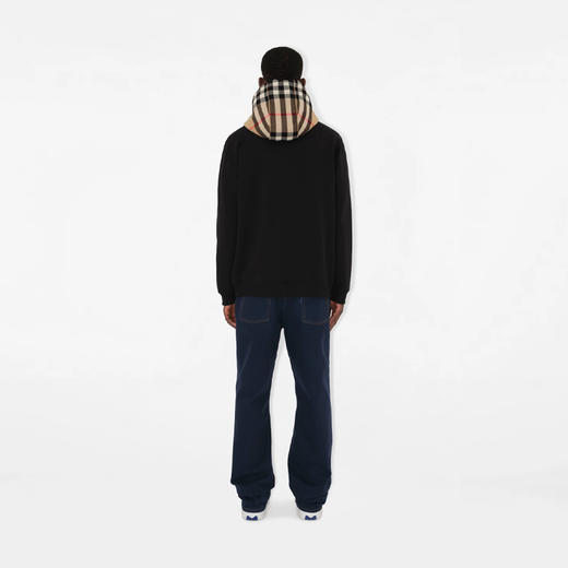 【五】BURBERRY 巴宝莉 男士棉质格纹连帽卫衣 黑色 8060705 A1189 商品图3