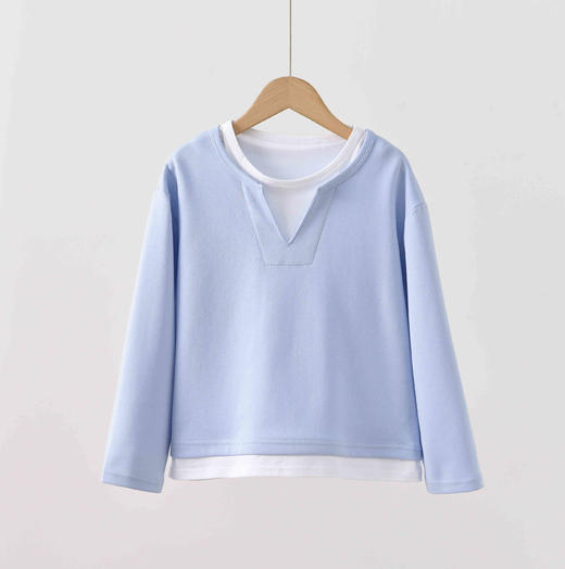 Rarmoell拉慕儿26年春款新品撞色假两件长袖T恤上衣休闲百搭儿童款时尚套头衫 商品图8