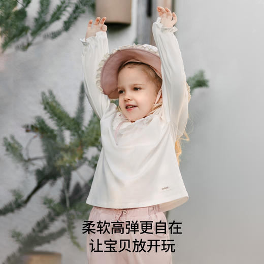 【宝宝服饰】嫚熙童装洋气长袖T恤女宝宝2026新款春季亲肤透气女童花边领上衣 商品图3