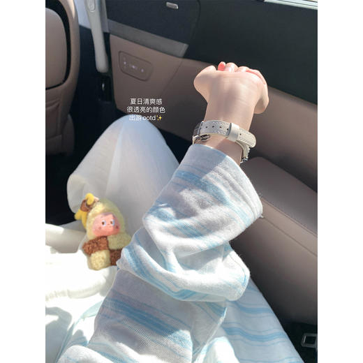 <曾小咸推荐>宽松防晒长袖t恤条纹上衣【预售3-15天发货】 商品图4