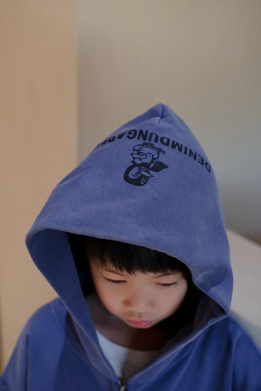 2026春秋DD同款！日系小众儿童复古水洗做旧印花企鹅连帽卫衣外套！ 商品图0