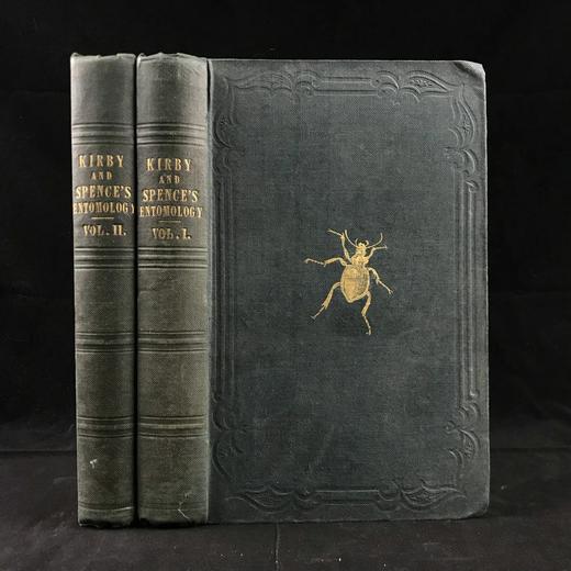 1843年 昆虫学导论（全2卷） 3页套色版画插图 漆布精装18开 商品图0