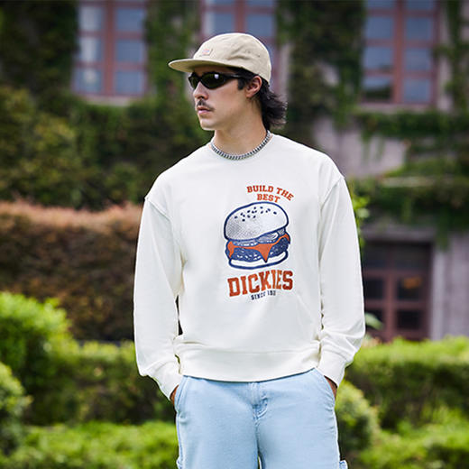 Dickies汉堡图案植绒印花圆领宽松休闲毛圈卫衣 男女 美式卫衣 DK0A87EY 商品图4